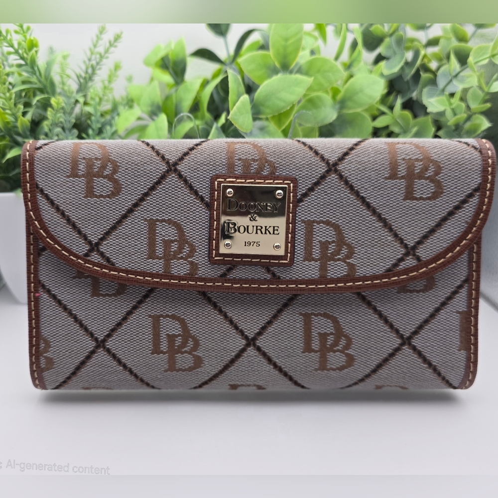 Dooney & Bourke Brown Signature Continental Wallet
